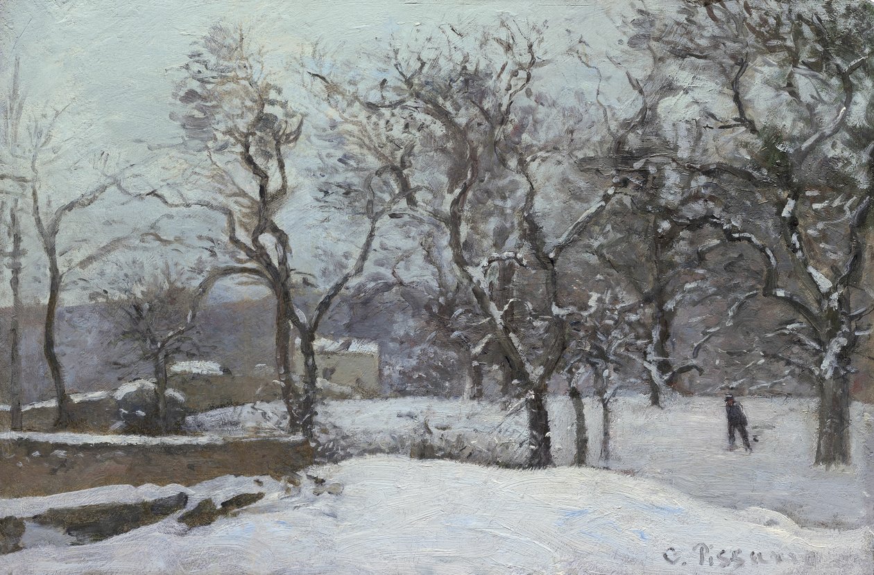 Snø på Louveciennes av Camille Pissarro