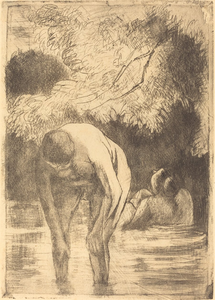 To kvinner som bader De to badende, 1895. av Camille Pissarro