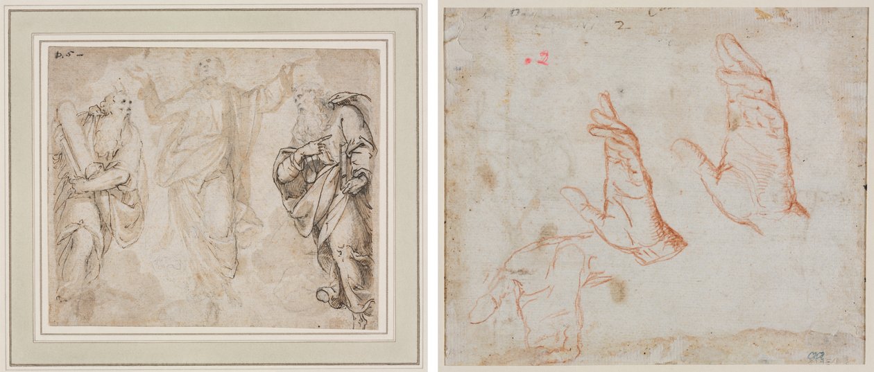 Forvandlingen (recto); Studie av hender (verso) av Camillo Procaccini