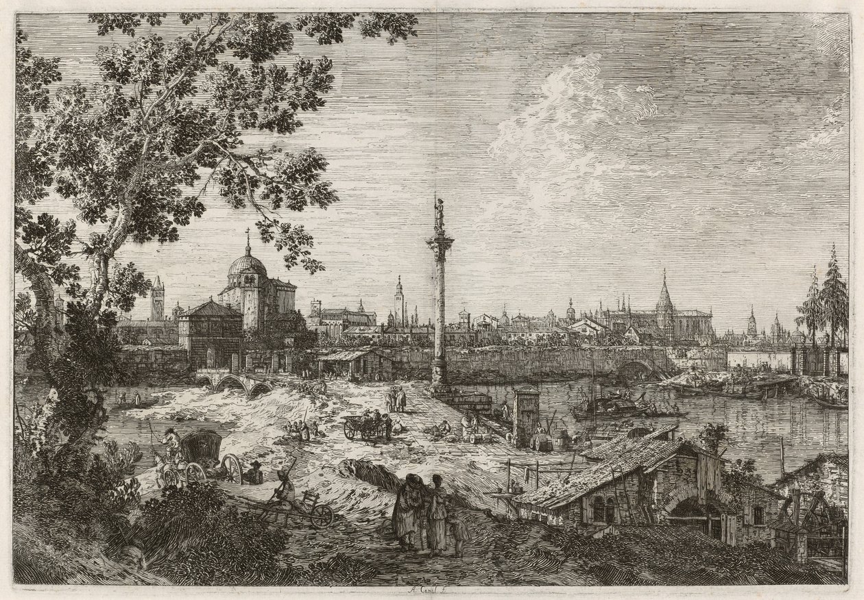 Imaginær utsikt over Padova av Canaletto
