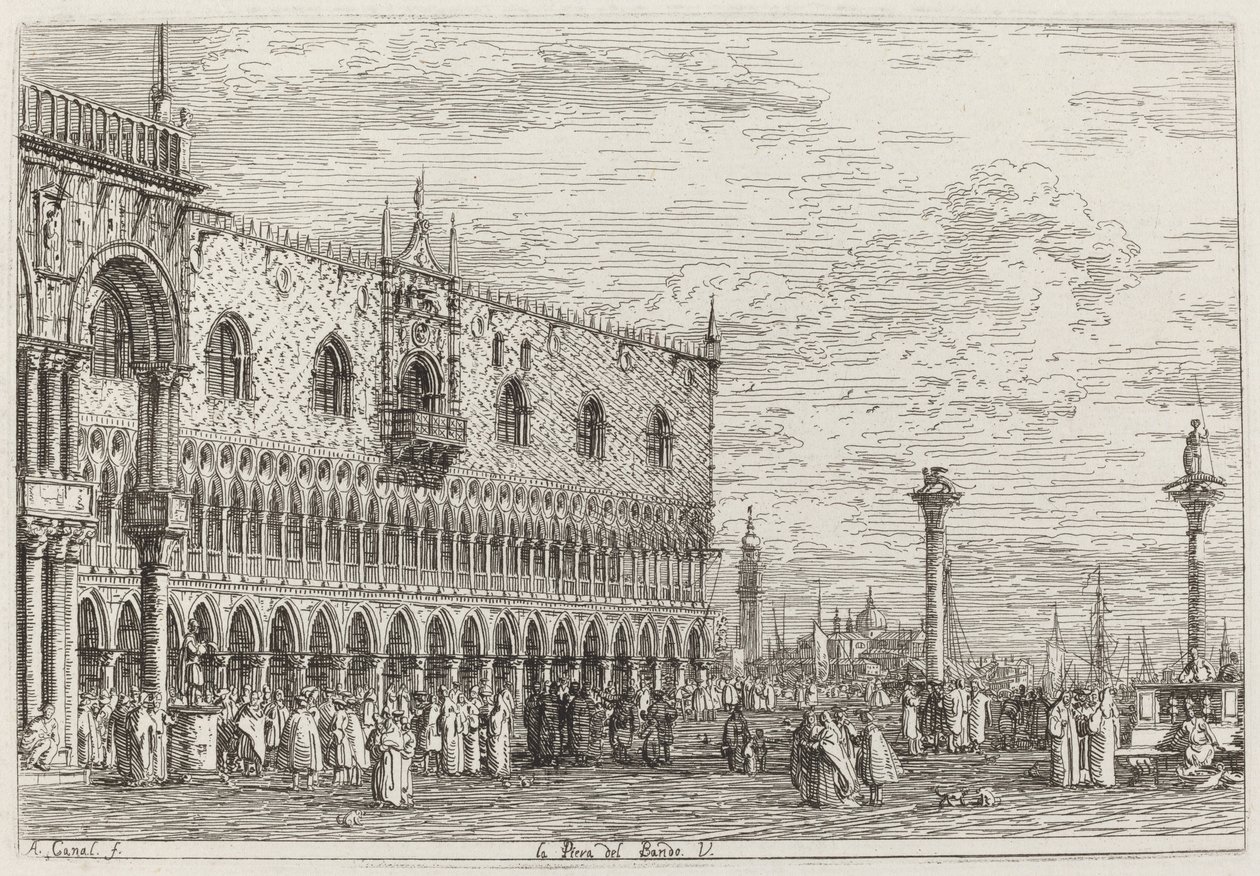 Bandbrygga. V. [nedre til høyre] av Canaletto
