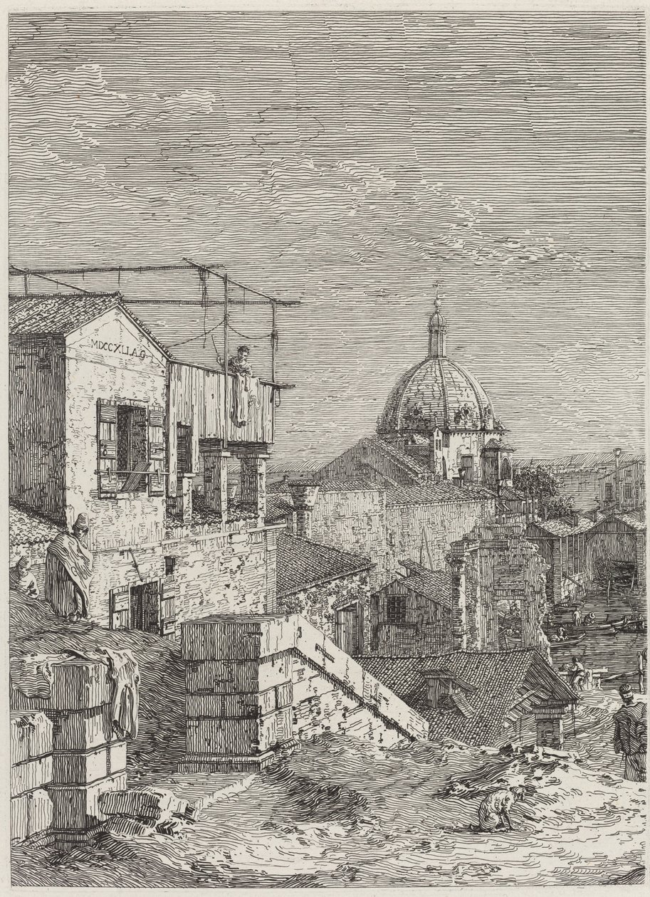Huset med inskripsjonen [til venstre], 1741. av Canaletto