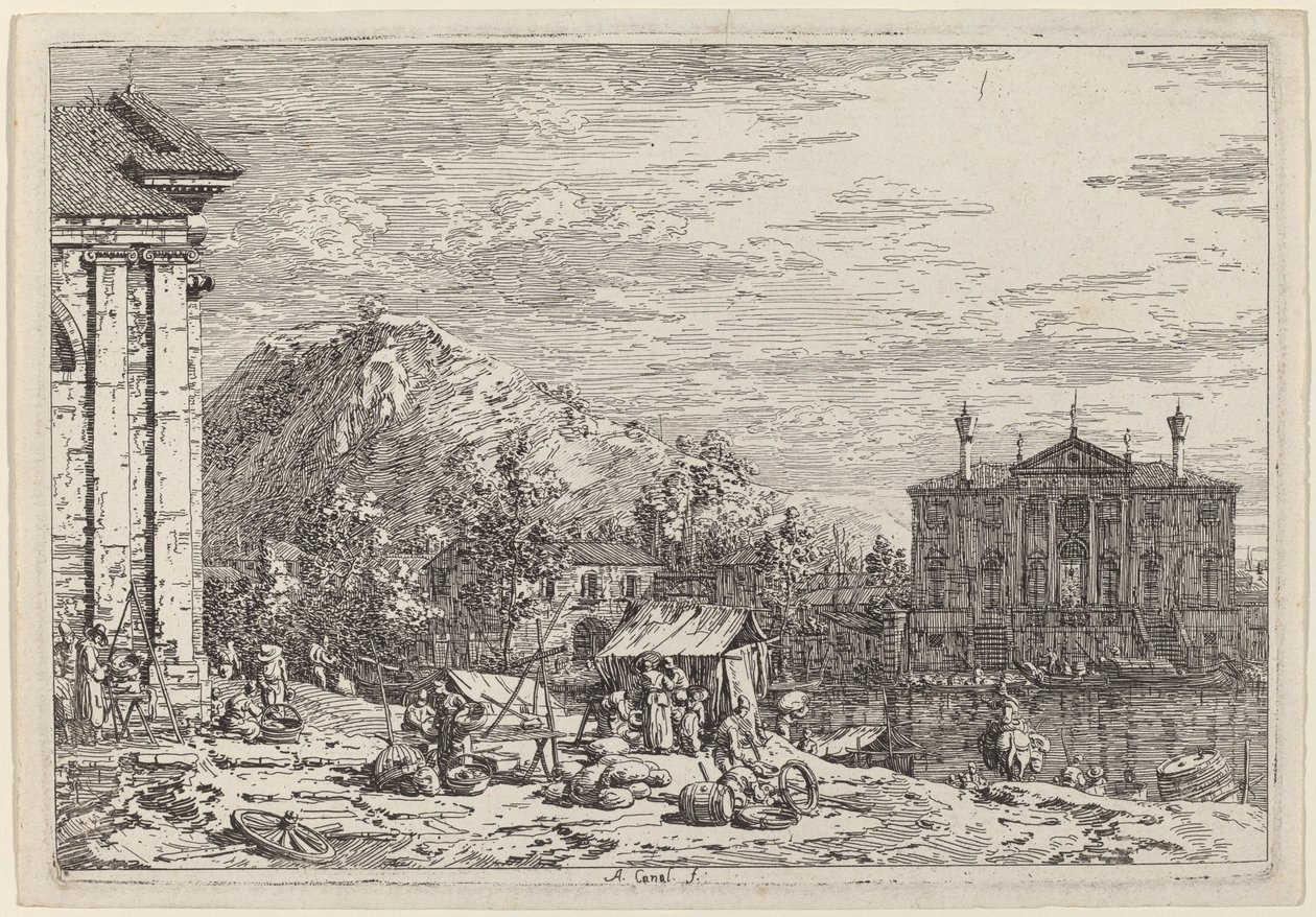 Markedet i Dolo, ca. 17351746. av Canaletto