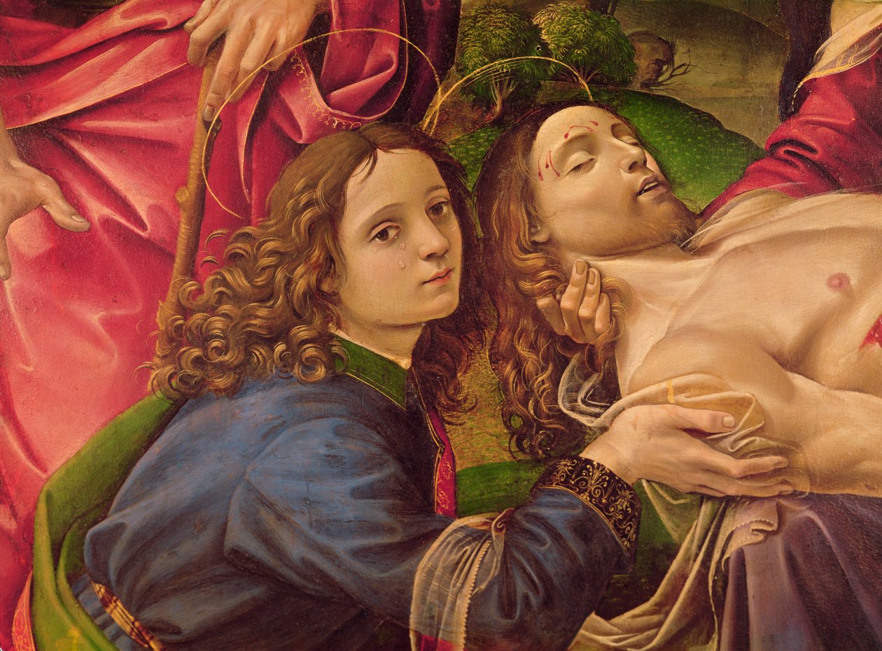 The Lamentation of Christ, detalj av Kristi hode og St. Johannes døperen (detalj av 285192) av Capponi