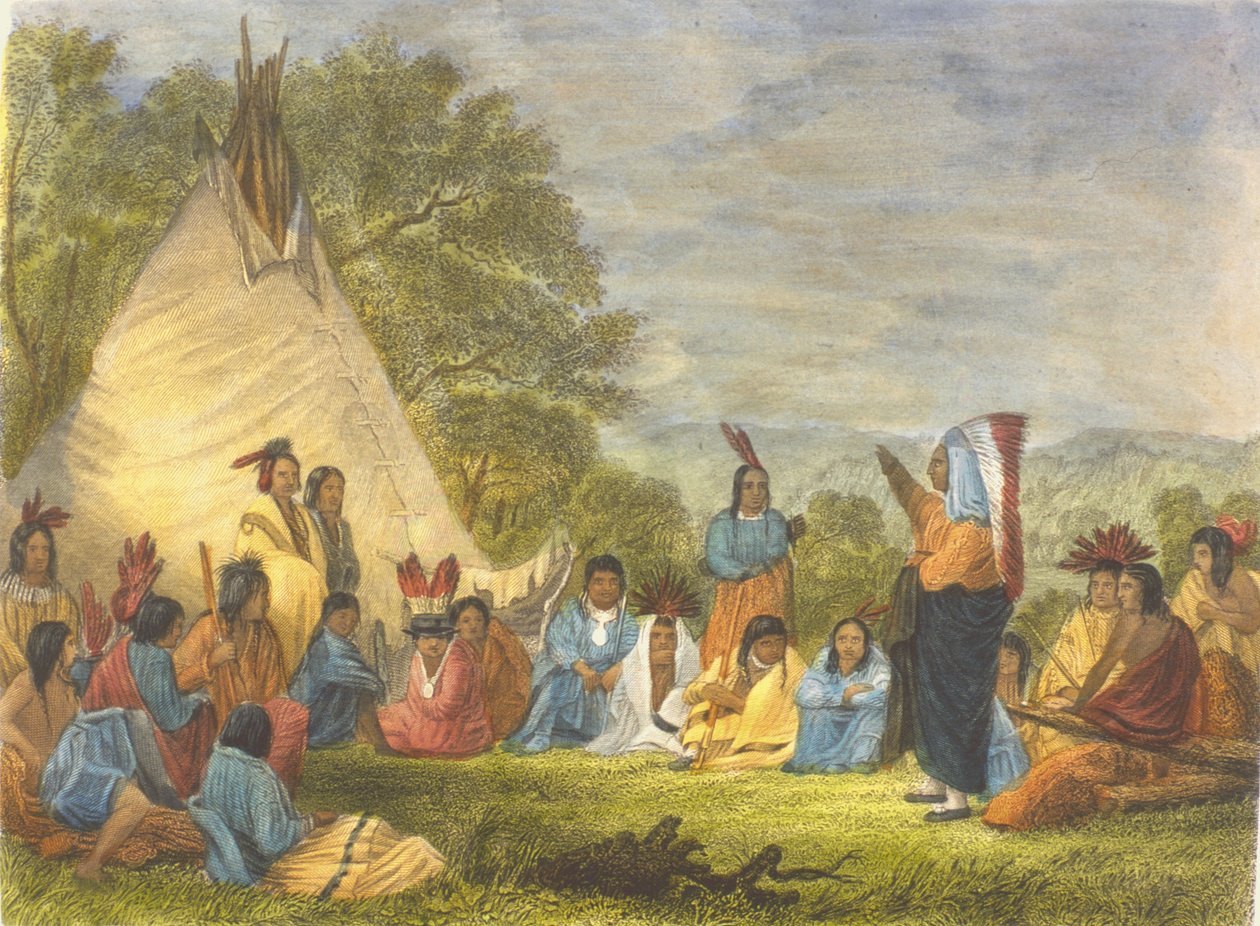 Indianere i rådet, 1853 av Captain Seth Eastman