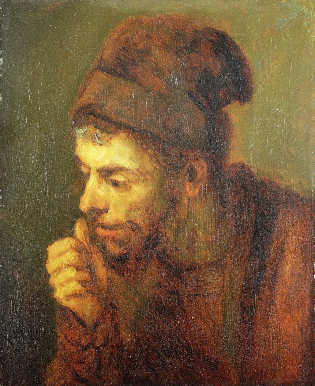 Head of a Man (olje på lerret) av Carel Fabritius