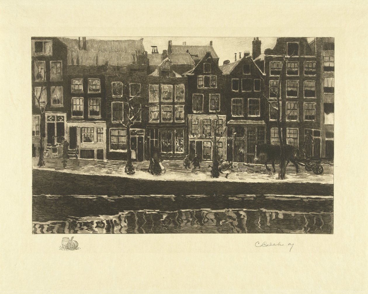 Lauriergracht av Carel Lodewijk Dake (signed by artist)
