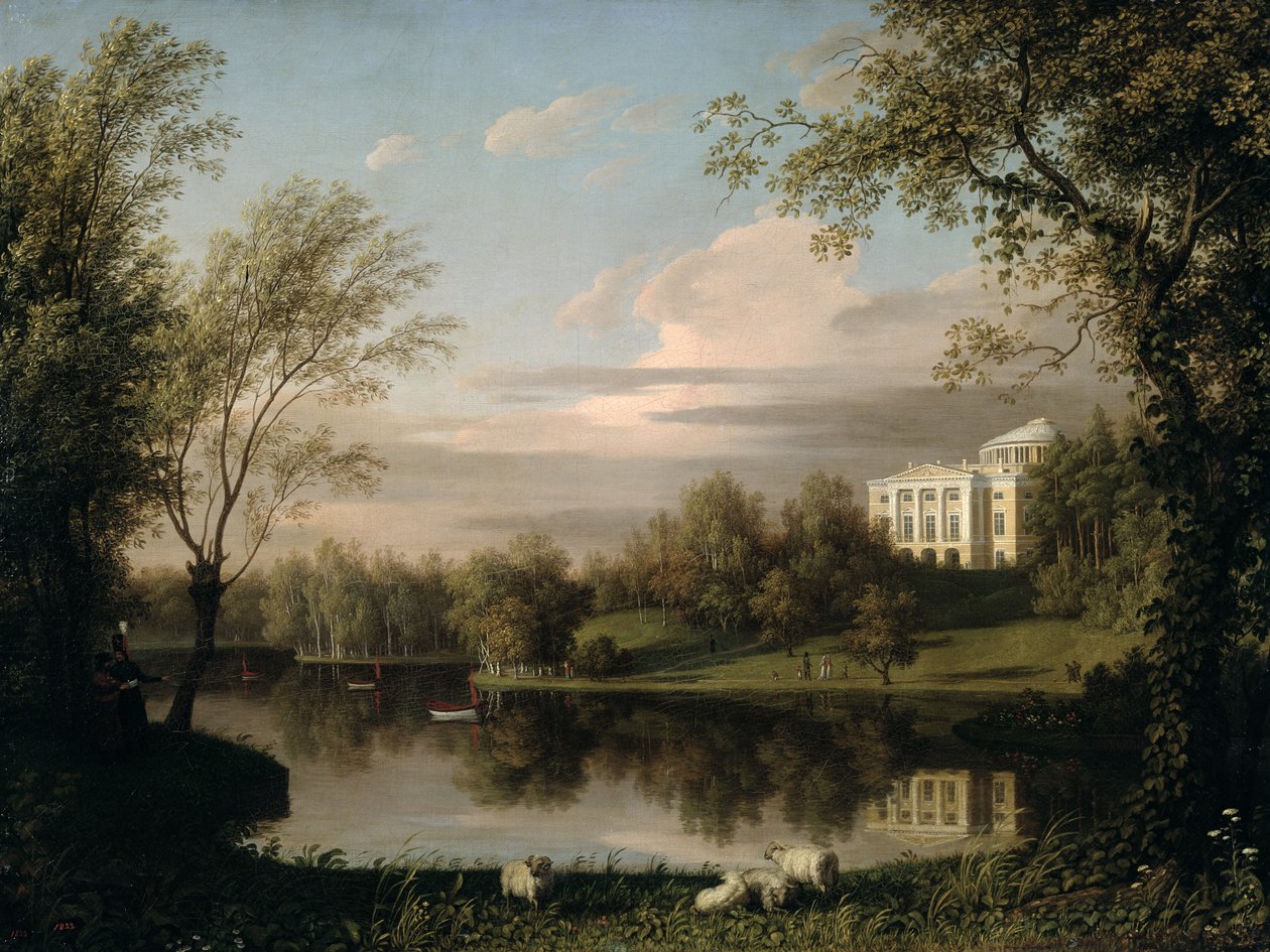Utsikt over Pavlovsk-palasset, ca. 1800 av Carl Ferdinand von Kugelgen