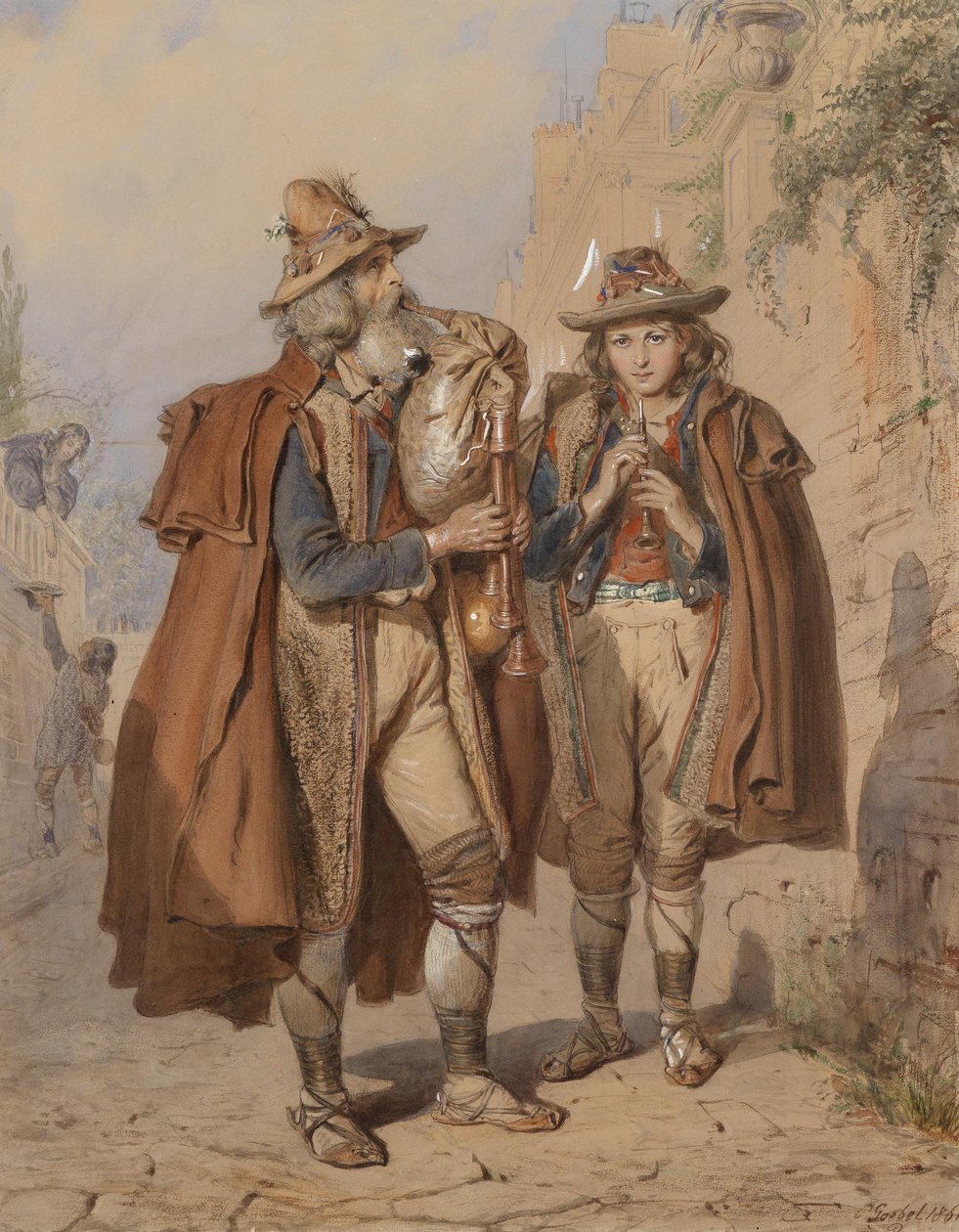 Bagpiper og fløytespiller av Carl Goebel