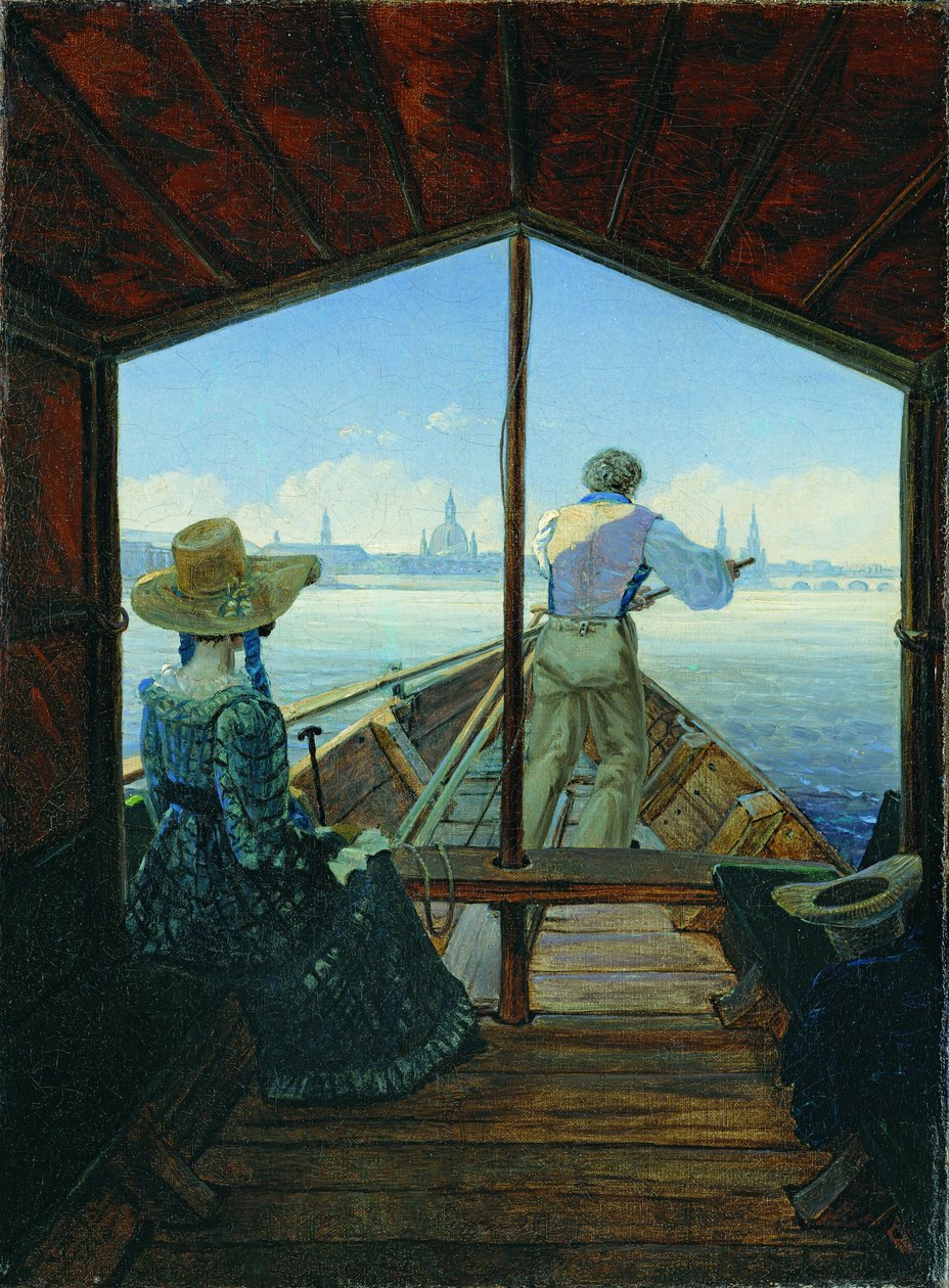 Lekterur på Elben nær Dresden (Morning on the Elbe) av Carl Gustav Carus