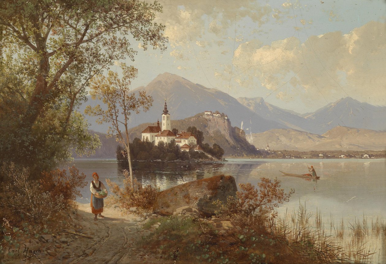 Utsikt over Bled -sjøen av Carl Hasch