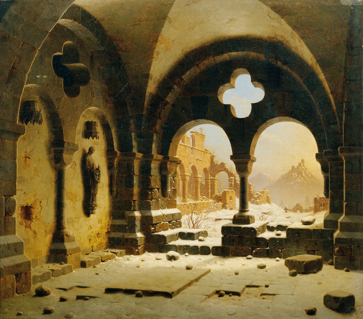 Klosterruine im Winter av Carl Georg Adolph Hasenpflug
