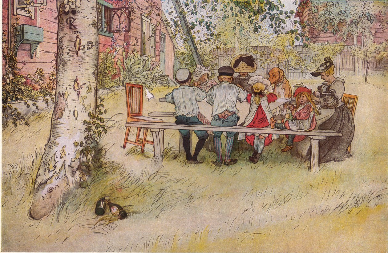 Frokost under den store bjørken av Carl Larsson