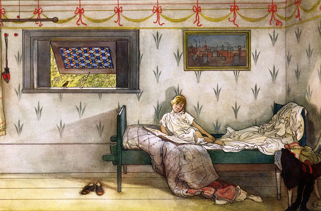 Cock-a-doodle-doo, Its Seven Oclock av Carl Larsson