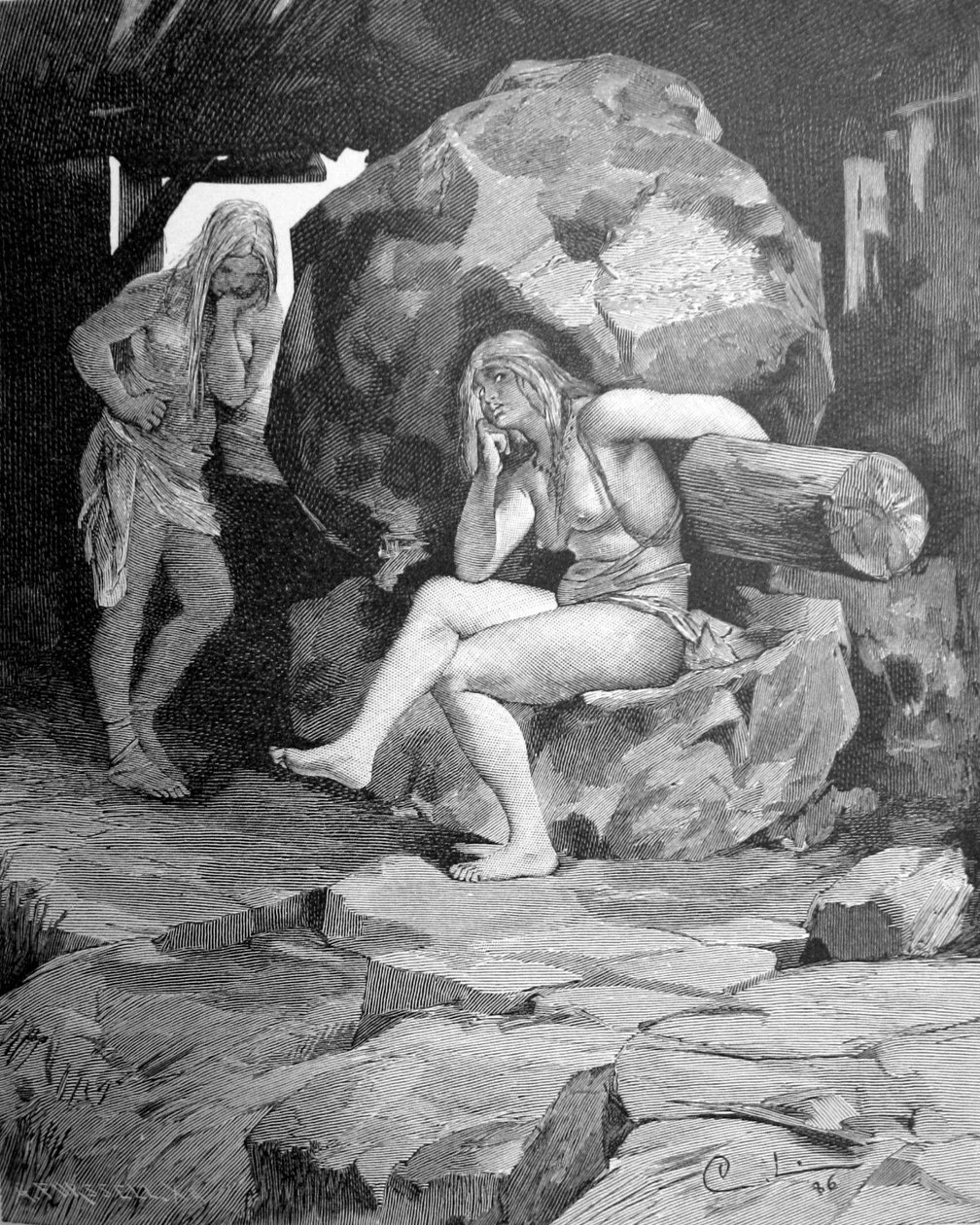 Fenja og Menja ved Grotte mølle av Carl Larsson