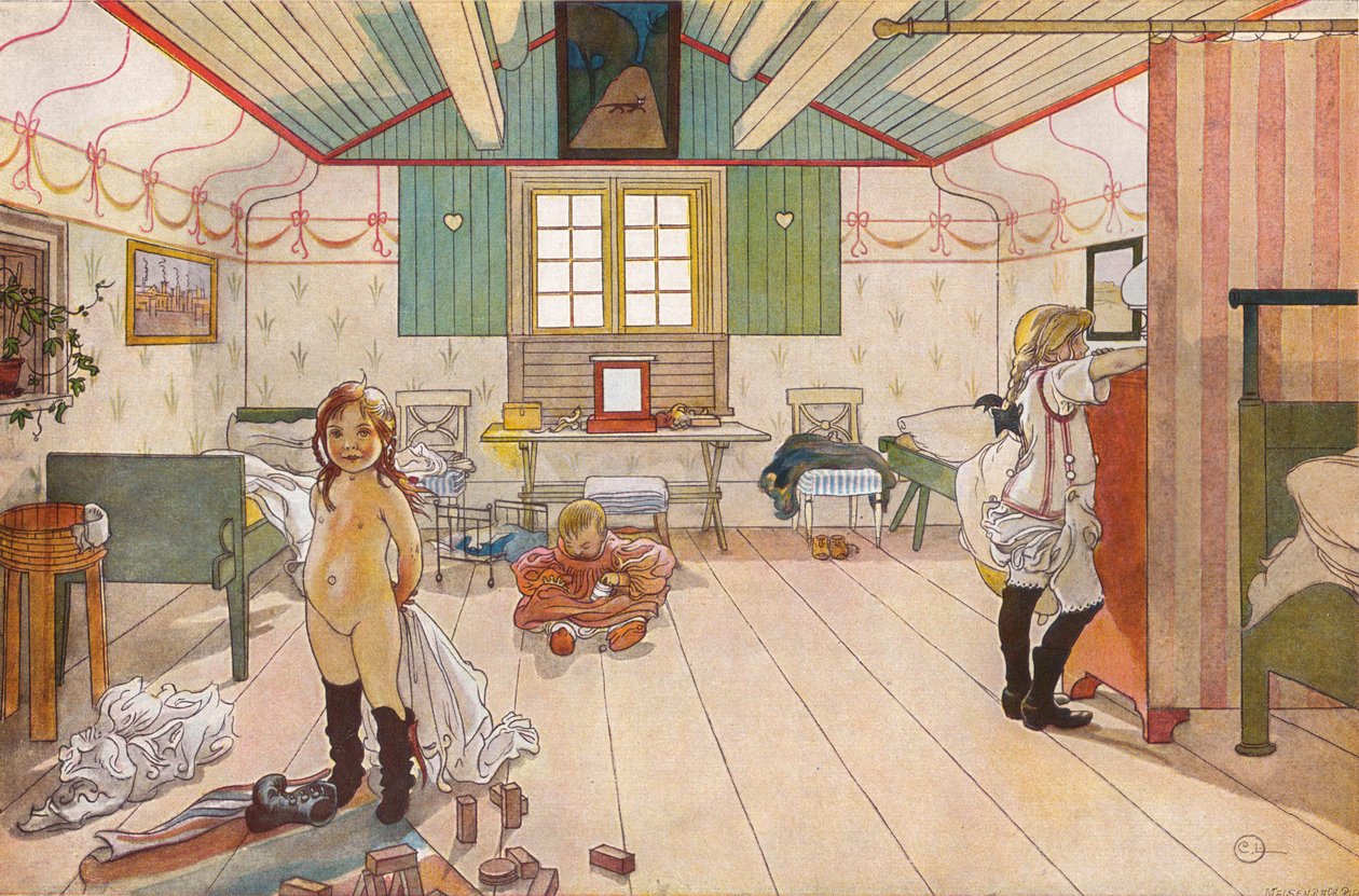 På soverommet til de små jentene av Carl Larsson