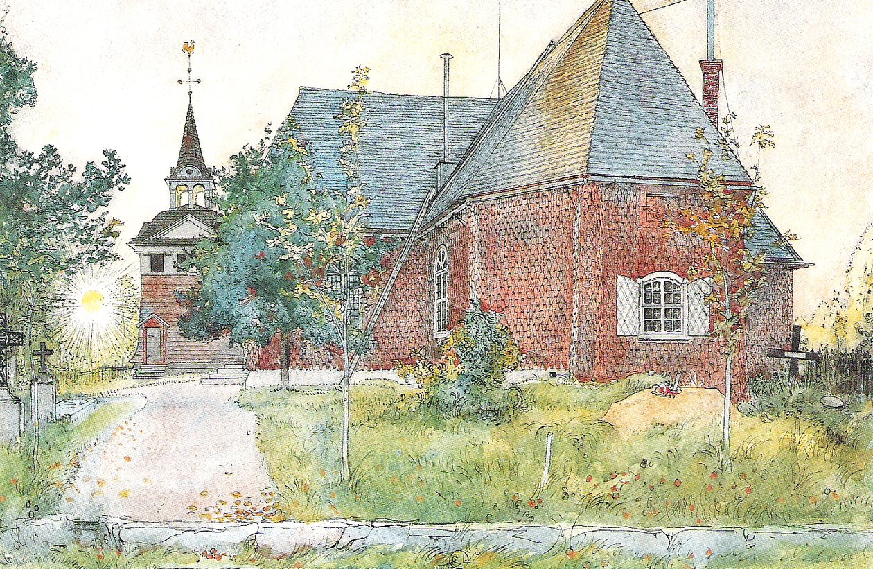 Sundborns gamle kirke av Carl Larsson