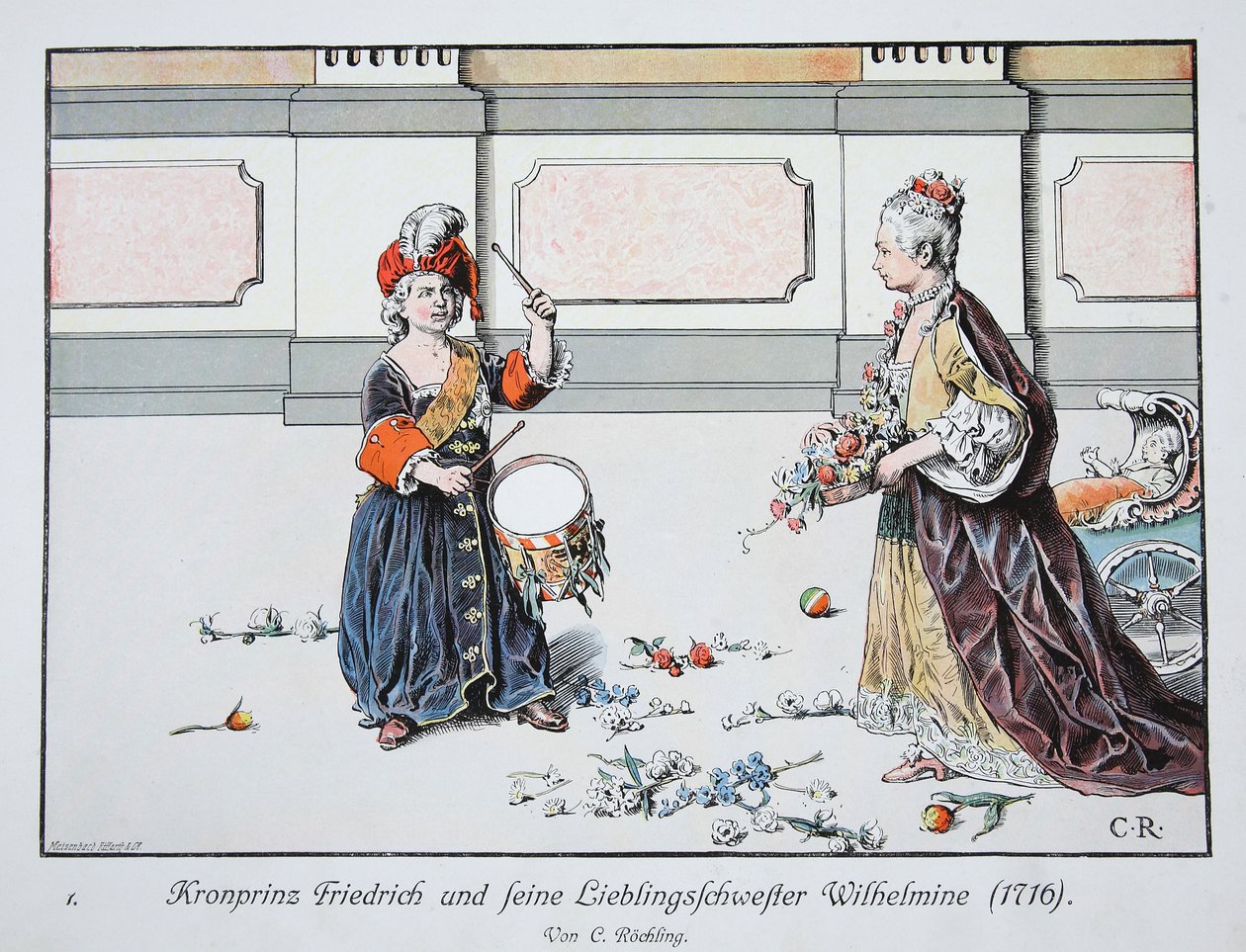 Kronprins Frederick og hans favorittsøster, Wilhelmine, 1716 av Carl Röchling