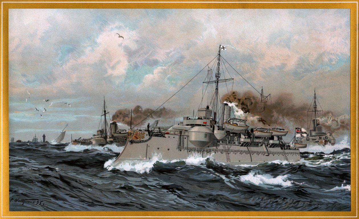 Imperial Navy HEIMDALL og SIEGFRIED i elvemunningen av Carl Saltzmann