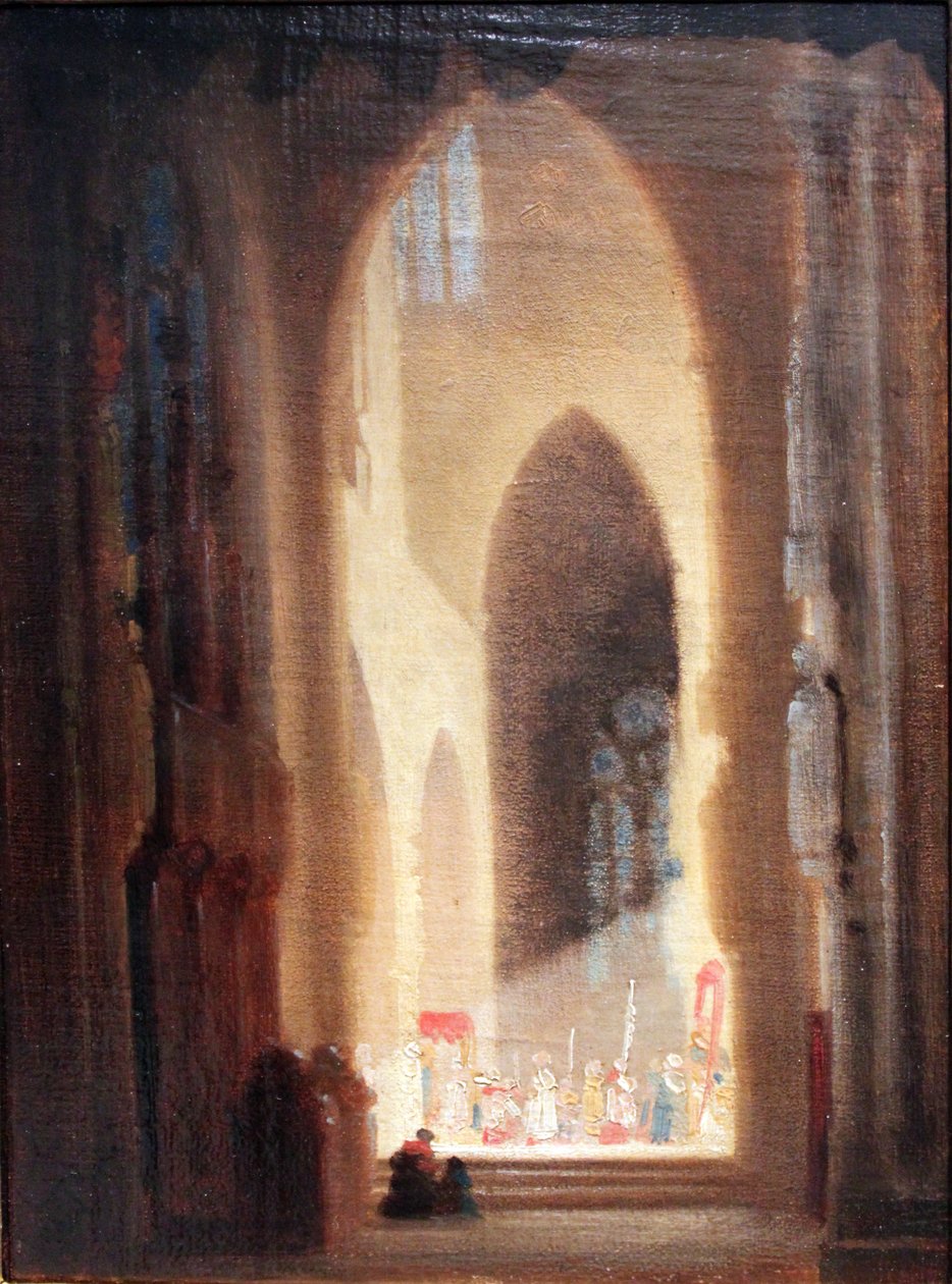 Kirkeinteriør med prosesjon av Carl Spitzweg
