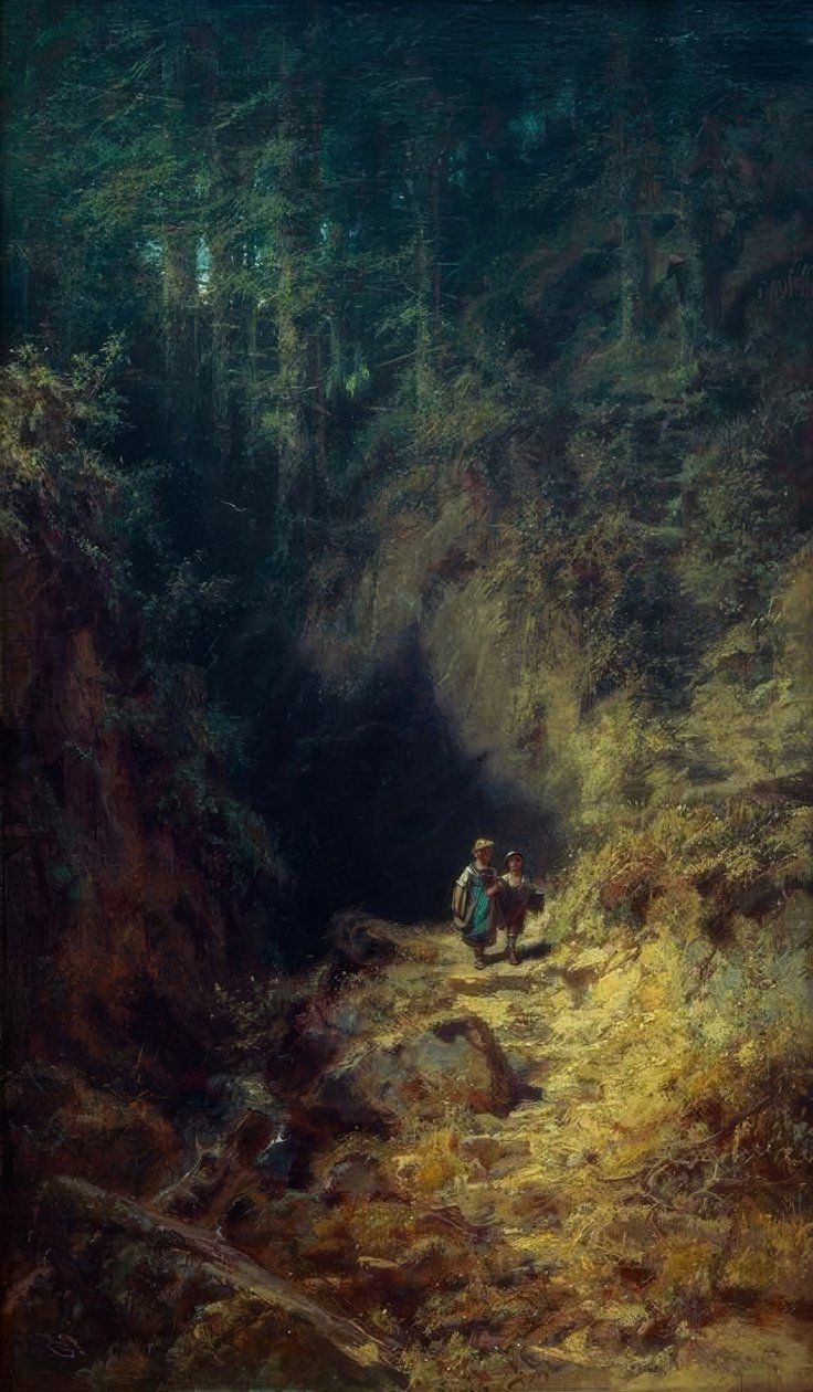 Skolebarn i skogen av Carl Spitzweg