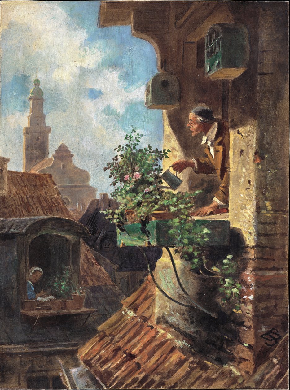 The Attic Room, 1862 (olje på kort) av Carl Spitzweg