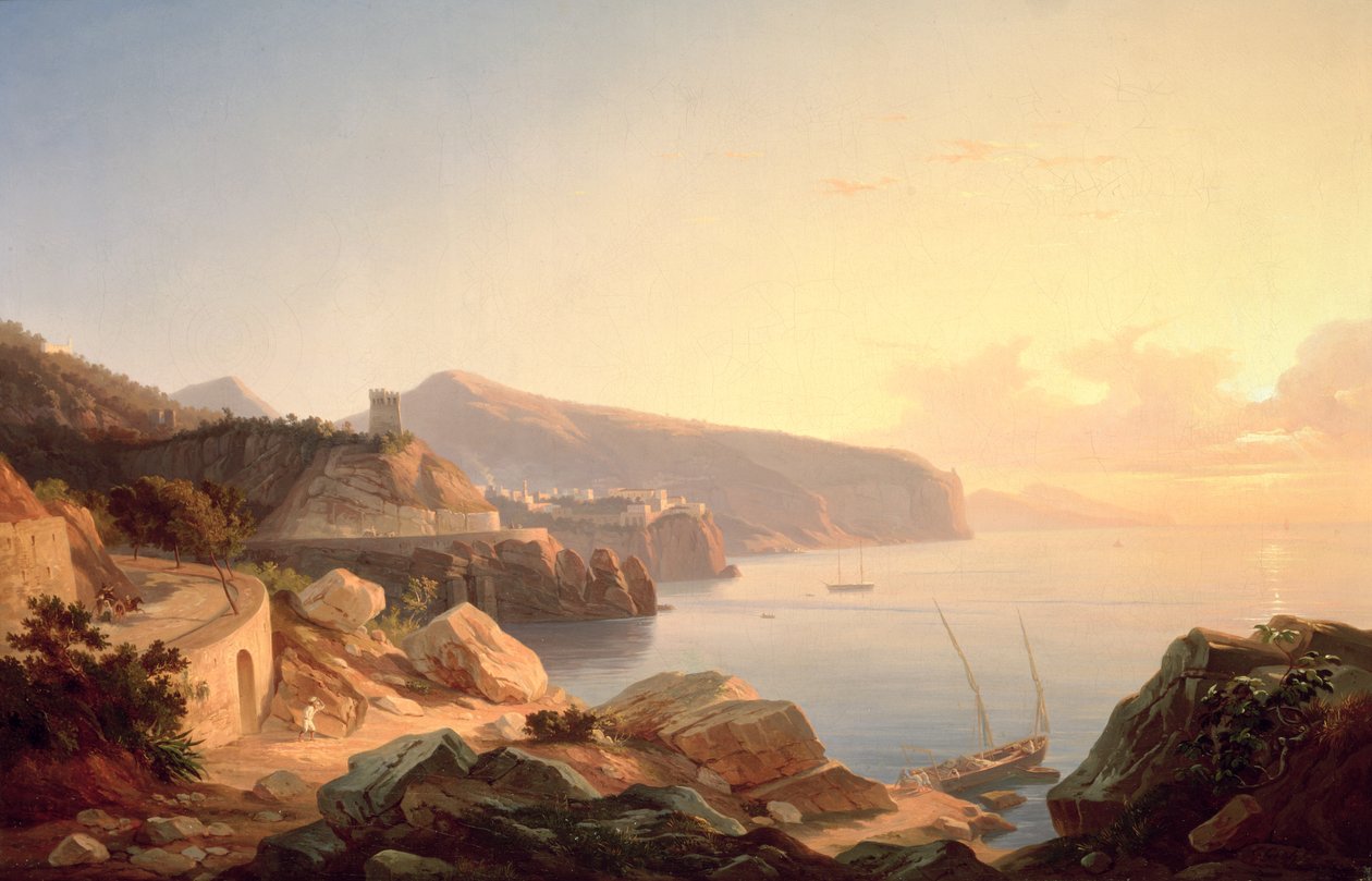 Sorrentobukten, nær Vico, ca. 1855 av Carl Wilhelm Goetzloff