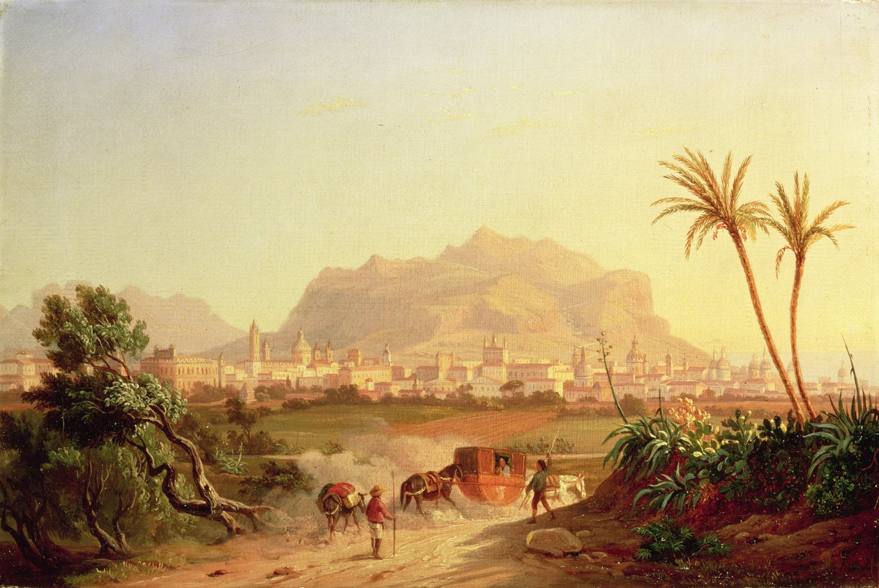 Utsikt over Palermo, ca. 1831 av Carl Wilhelm Goetzloff