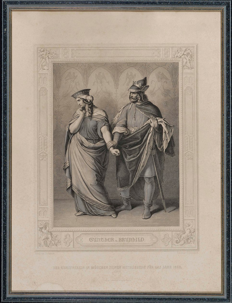 Nibelungenlied. Gunther og Brunhild, 1860. av Carl Arnold Gonzenbach
