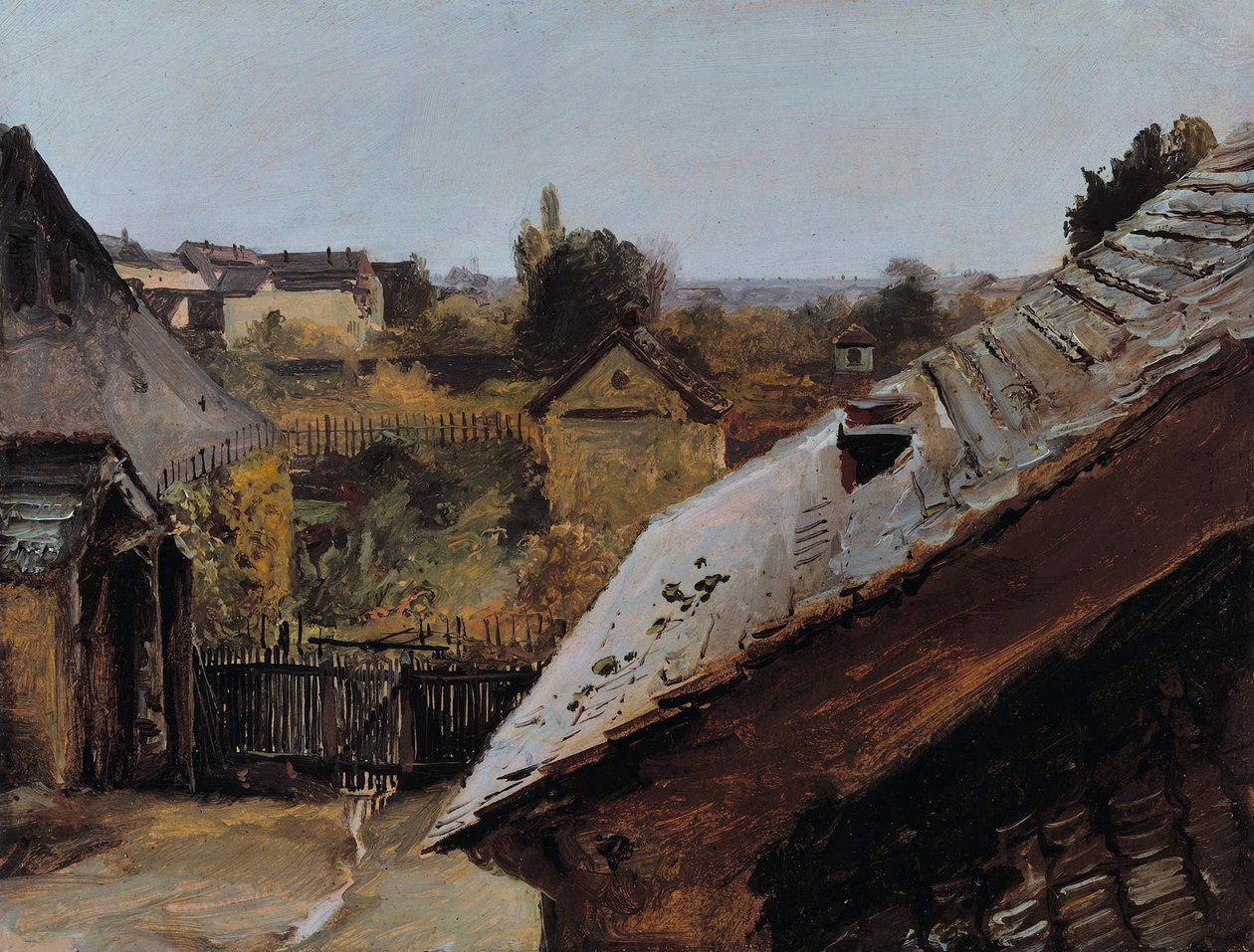 Utsikt over tak og hager, 1835 av Carl Blechen