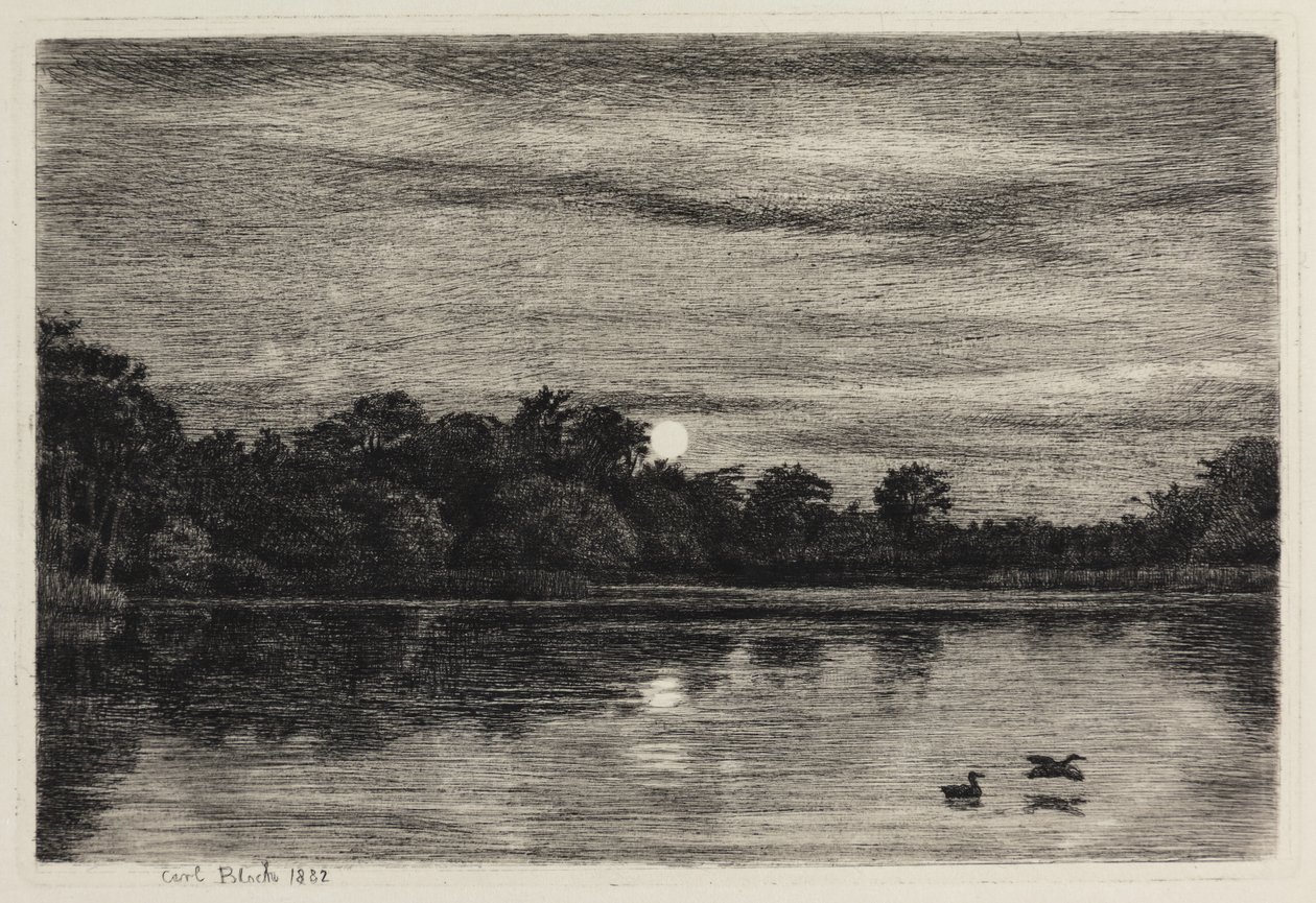 Bondedammen ved Hellebæk. Måneskinn av Carl Bloch