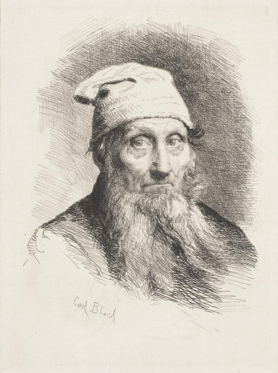 En gammel mann med hatt. Bystebilde av Carl Bloch