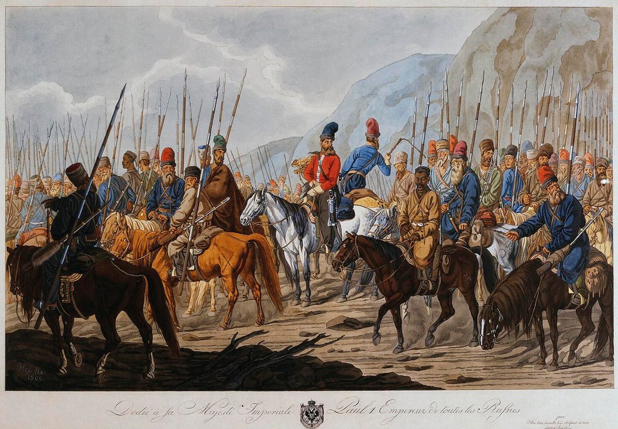 Russiske kosakker i mars ca 1800. av Carl Ernst Christoph Hess