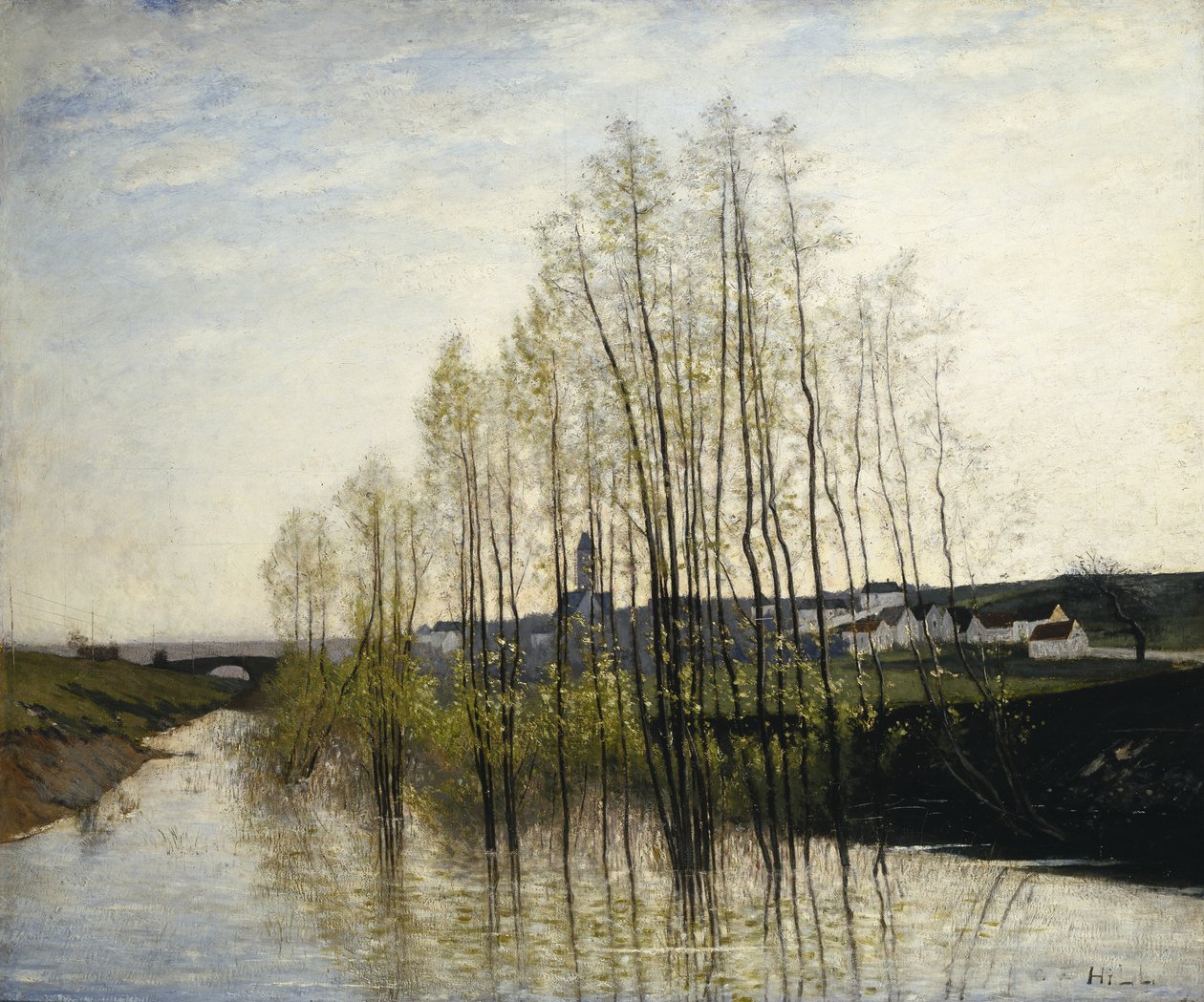 Elvelandskap, Champagne, 1876 av Carl Fredrik Hill