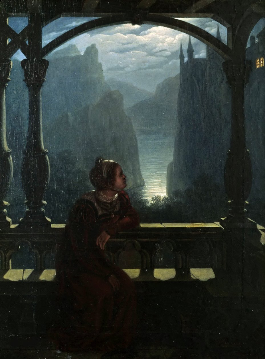 Knights Castle in the Moonlight, 1817. av Carl Friedrich Hampe