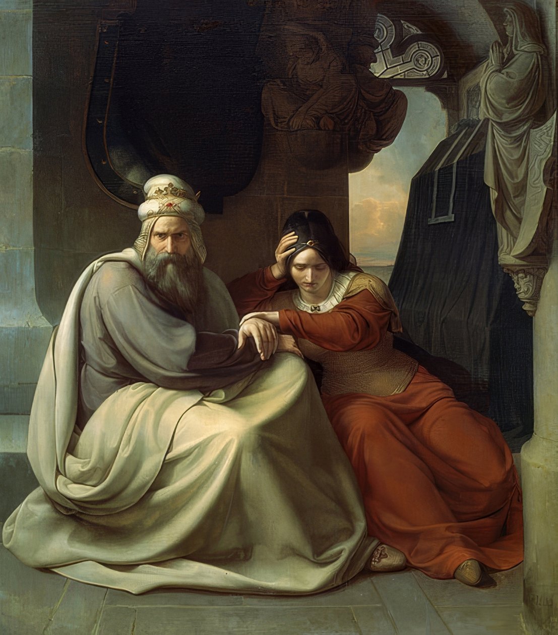Det sørgende kongeparet. 1830 av Carl Friedrich Lessing