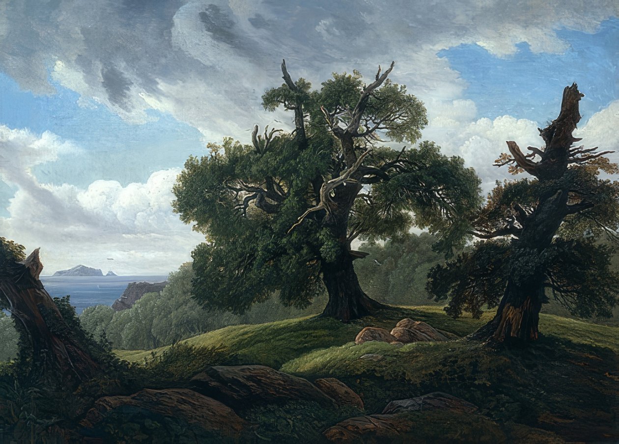 Eiketrær ved sjøen. 1835 av Carl Gustav Carus