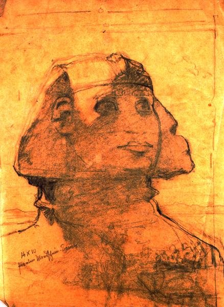 Sphinx at Giza (blyant på papir) av Carl Haag