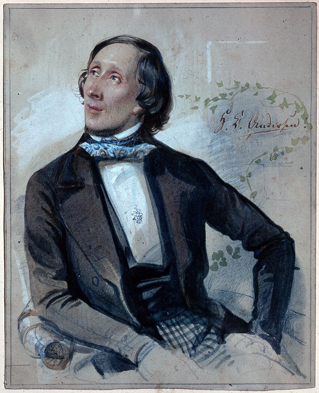 Portrett av Hans Christian Andersen (1805-1875) av Carl Hartmann
