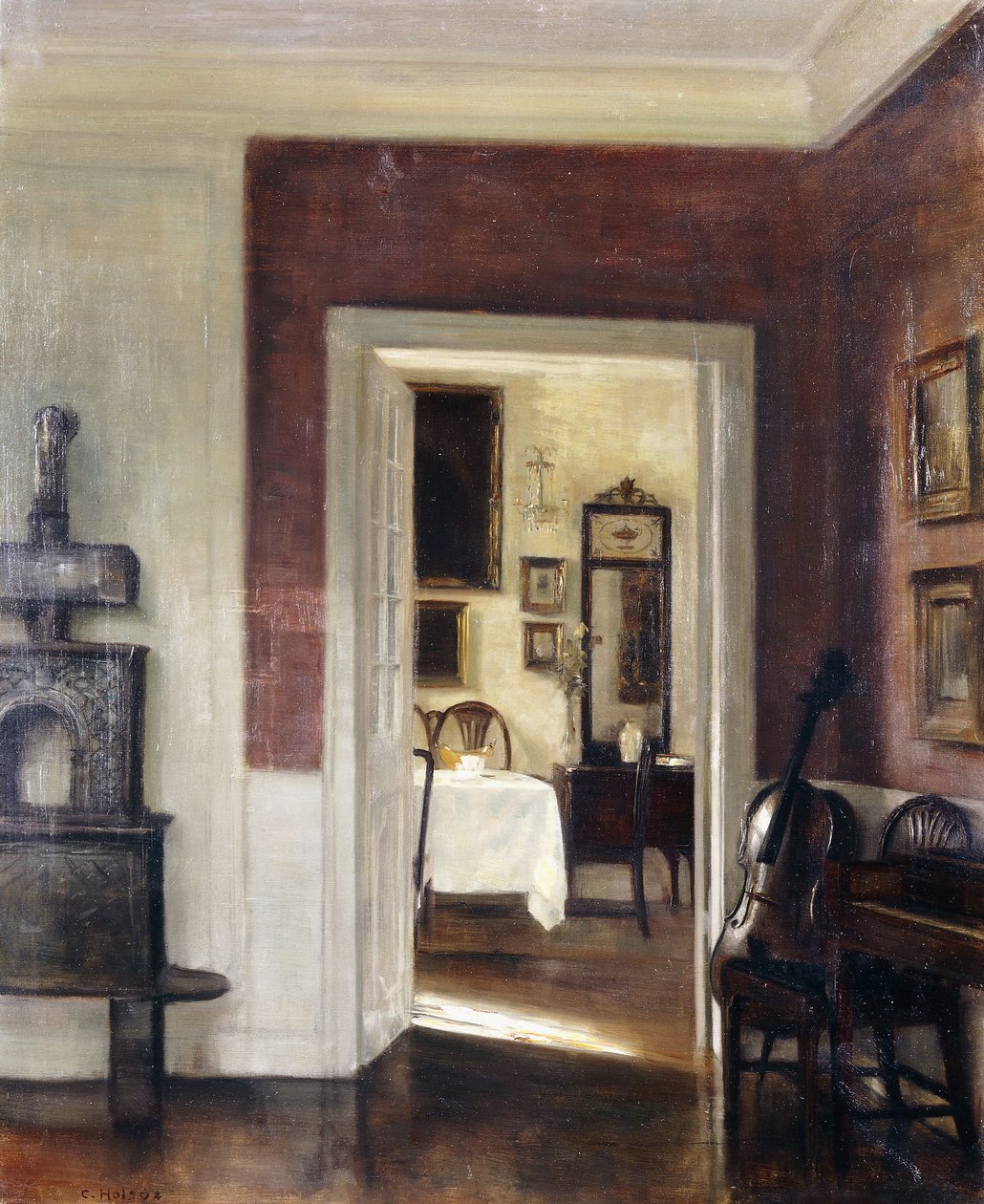 Et interiør med en cello av Carl Holsoe