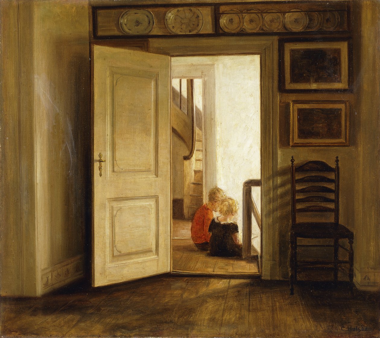 Barn i et interiør av Carl Holsoe