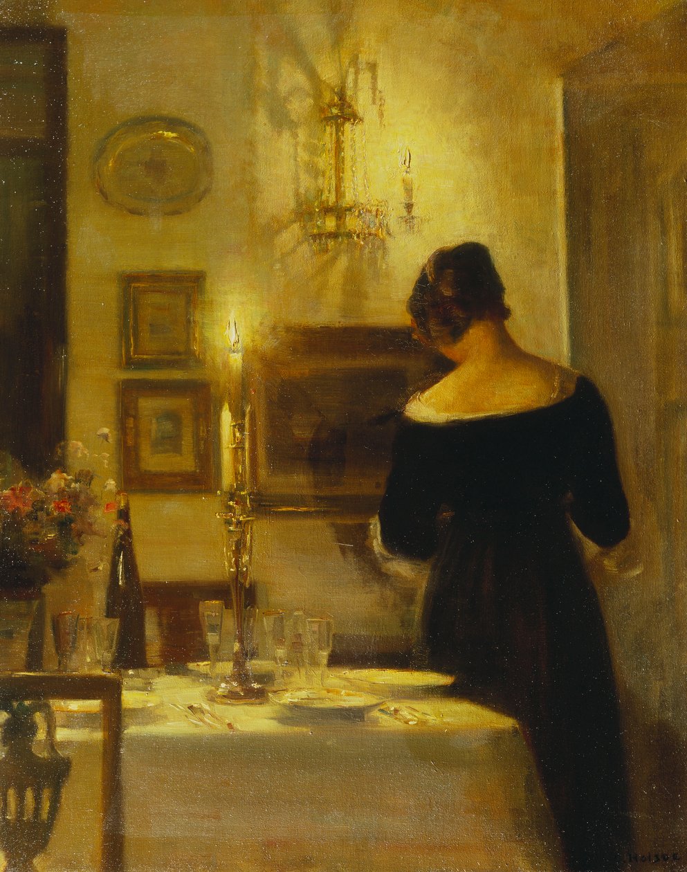 I spisestuen (olje på lerret) av Carl Holsoe