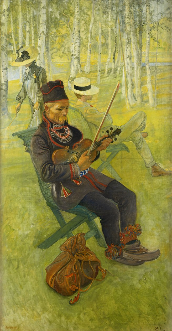 A Laplander; Lapp Spelender Fiol, 1910 av Carl Larsson