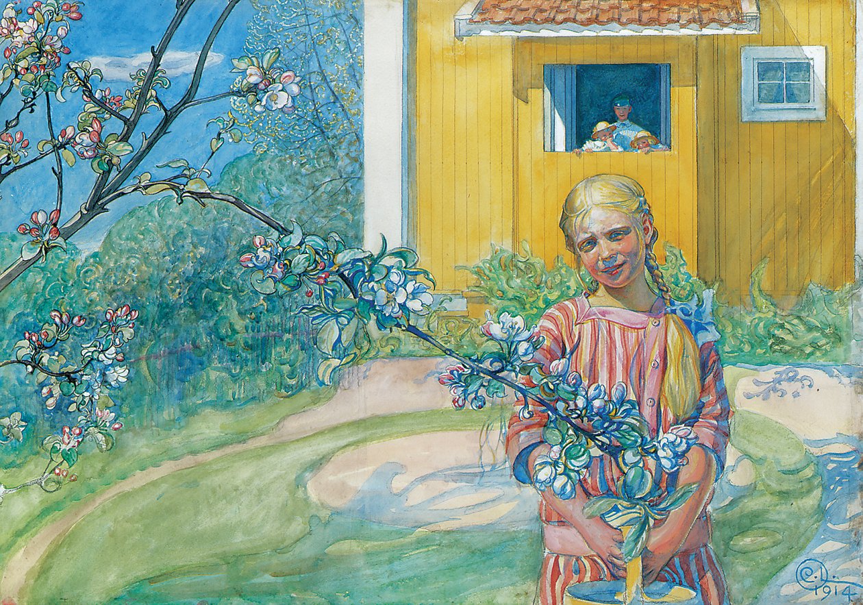 Jente med epleblomst, 1914 av Carl Larsson