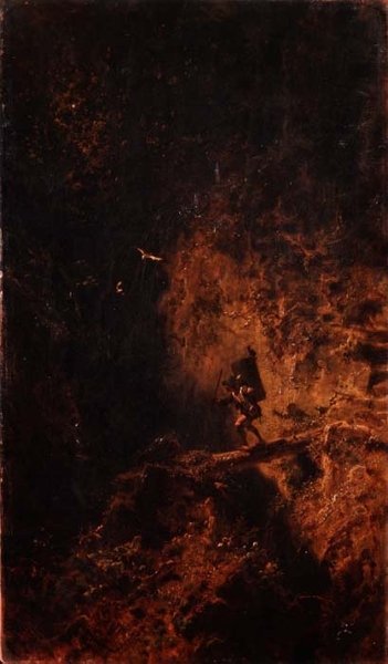 En reisende som krysser en ravine av Carl Spitzweg