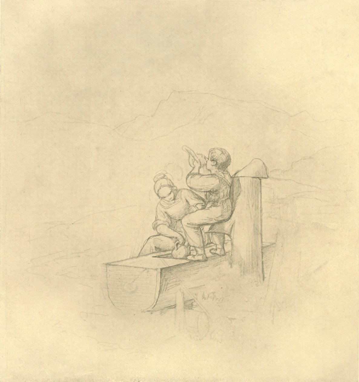 Am Brunnen, midten av slutten av 1800-tallet, c1924. av Carl Spitzweg