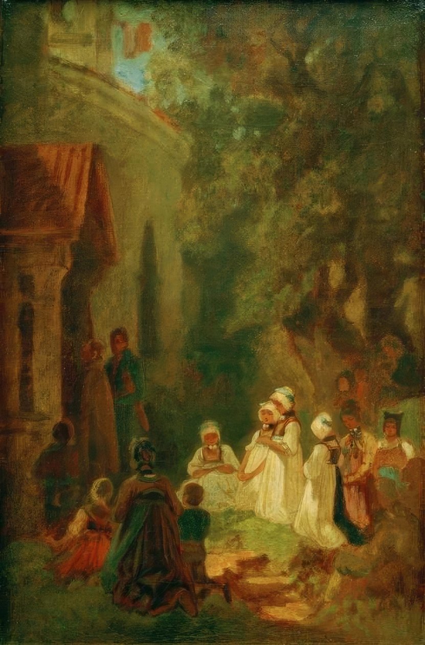 Andakt foran skogkapellet av Carl Spitzweg