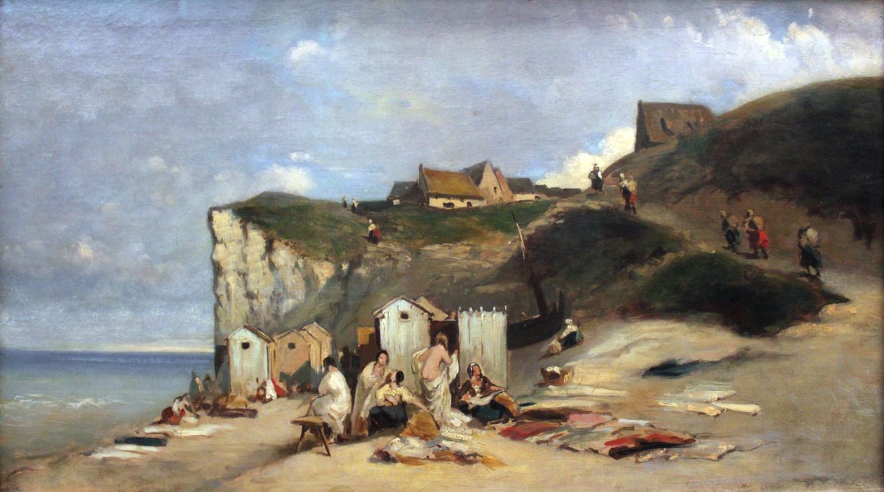 Kvinner som bader ved sjøen i nærheten av Dieppe av Carl Spitzweg