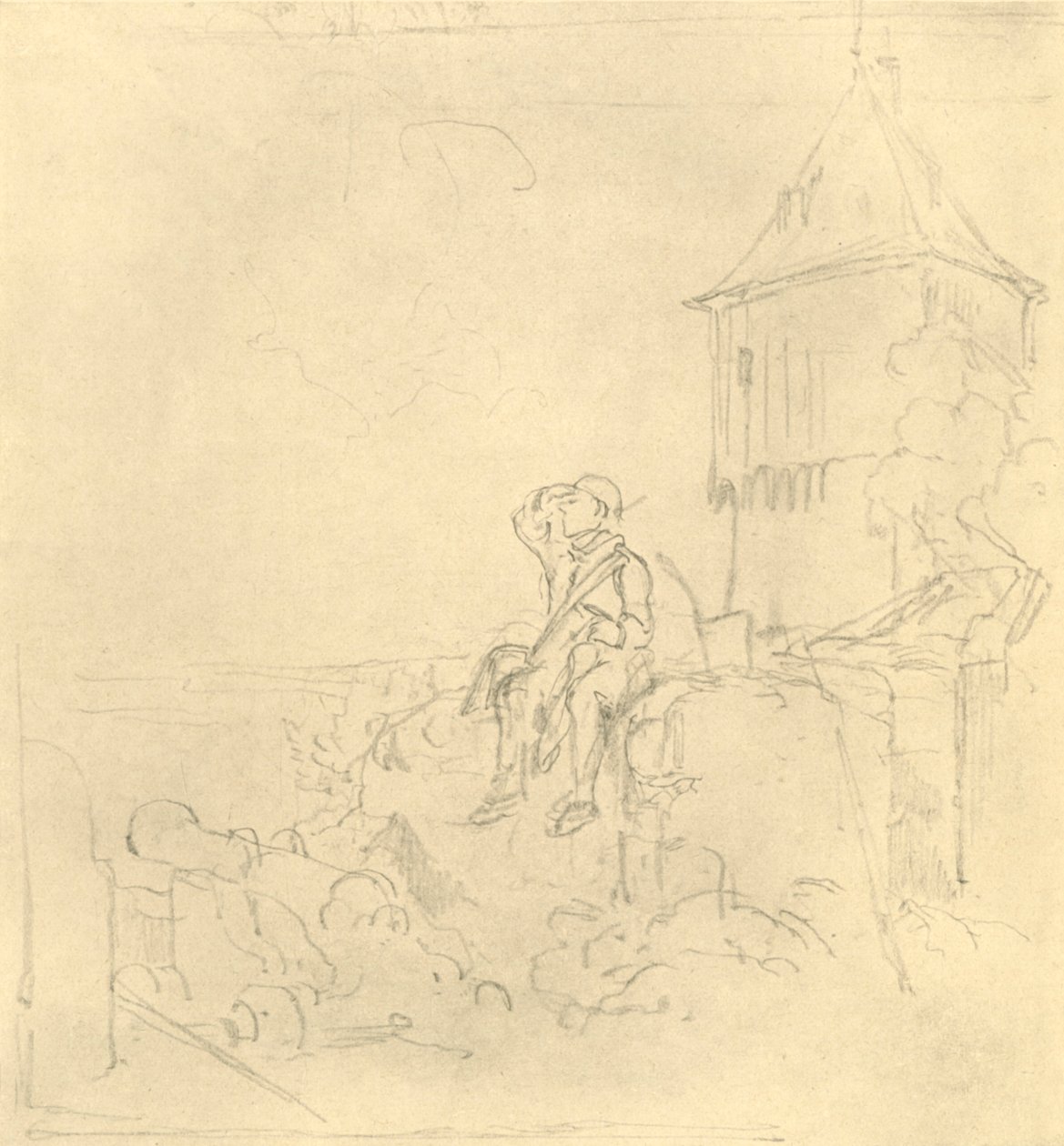 Berdächtiger Rauch, midten av slutten av 1800-tallet, c1924. av Carl Spitzweg