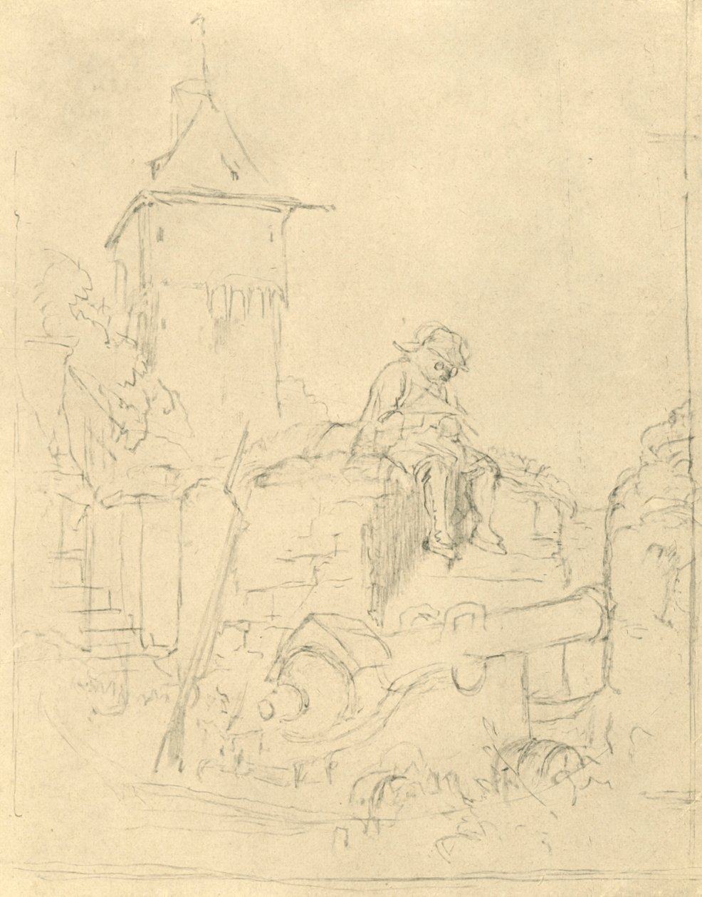 Die Schildwache, midten av slutten av 1800-tallet, c1924. av Carl Spitzweg